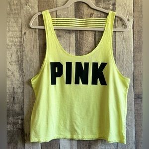 PINK Victoria’s Secret Bright Highlighter Yellow Tank Top Active Sz Large